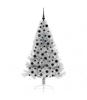 vidaXL Artificial Pre-lit Christmas Tree Silver 180 cm PET