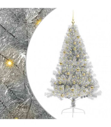 vidaXL Artificial Pre-lit Christmas Tree Silver 180 cm PET