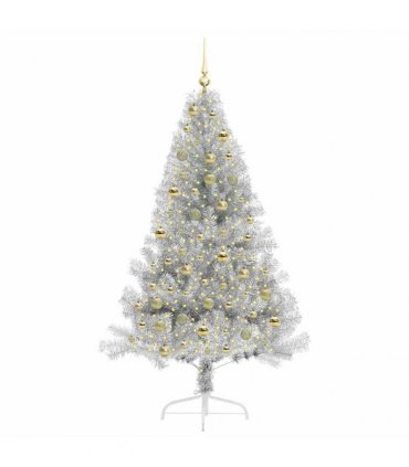 vidaXL Artificial Pre-lit Christmas Tree Silver 180 cm PET