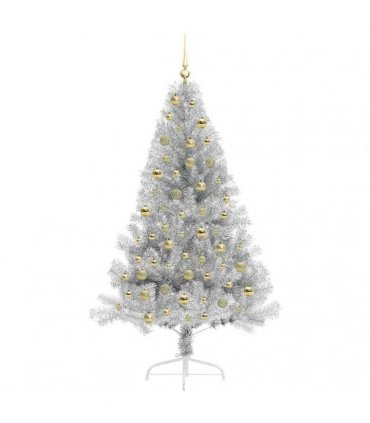 vidaXL Artificial Pre-lit Christmas Tree Silver 180 cm PET