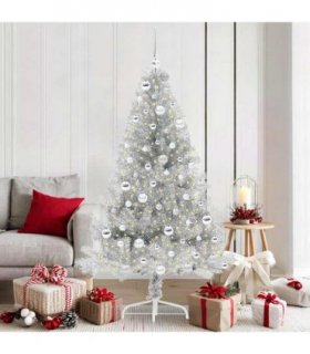 vidaXL Artificial Pre-lit Christmas Tree Silver 180 cm PET