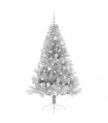 vidaXL Artificial Pre-lit Christmas Tree Silver 180 cm PET