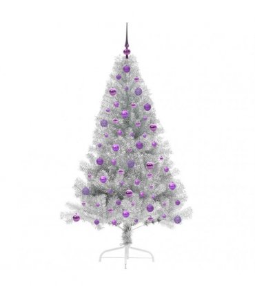 vidaXL Artificial Pre-lit Christmas Tree Silver 180 cm PET