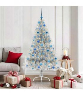 vidaXL Artificial Pre-lit Christmas Tree Silver 180 cm PET