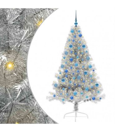 vidaXL Artificial Pre-lit Christmas Tree Silver 180 cm PET