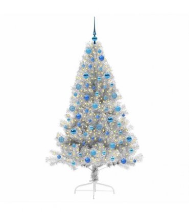 vidaXL Artificial Pre-lit Christmas Tree Silver 180 cm PET