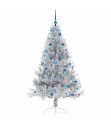 vidaXL Artificial Pre-lit Christmas Tree Silver 180 cm PET