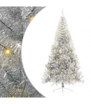vidaXL Artificial Pre-lit Christmas Tree Silver 210 cm PET