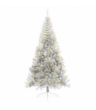 vidaXL Artificial Pre-lit Christmas Tree Silver 210 cm PET