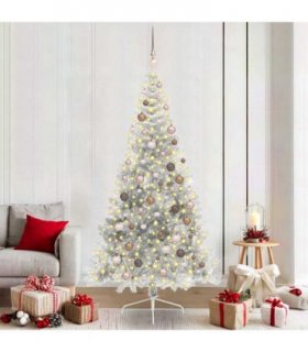 vidaXL Artificial Pre-lit Christmas Tree Silver 210 cm PET