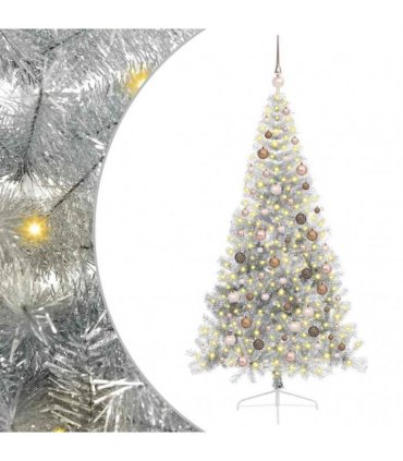 vidaXL Artificial Pre-lit Christmas Tree Silver 210 cm PET