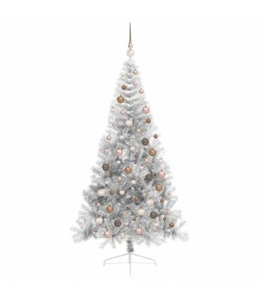 vidaXL Artificial Pre-lit Christmas Tree Silver 210 cm PET