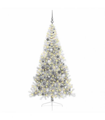 vidaXL Artificial Pre-lit Christmas Tree Silver 210 cm PET