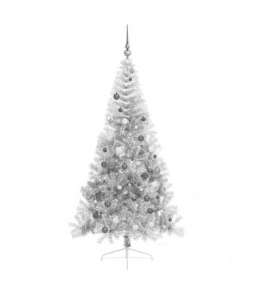 vidaXL Artificial Pre-lit Christmas Tree Silver 210 cm PET