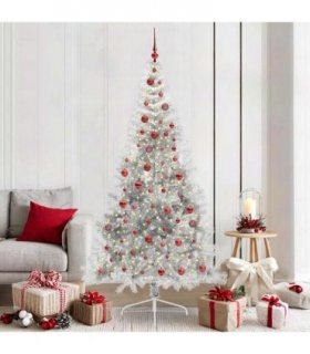 vidaXL Artificial Pre-lit Christmas Tree Silver 210 cm PET