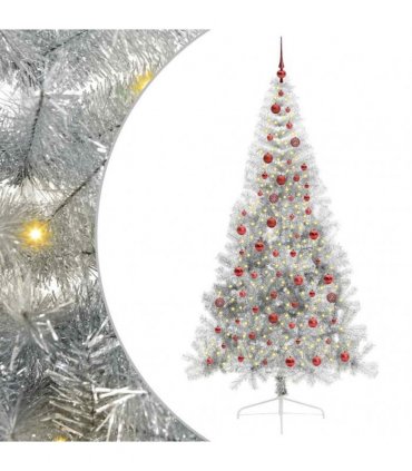vidaXL Artificial Pre-lit Christmas Tree Silver 210 cm PET