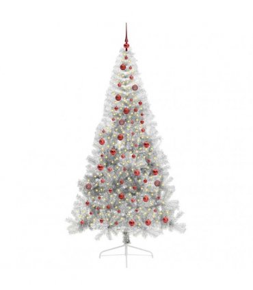 vidaXL Artificial Pre-lit Christmas Tree Silver 210 cm PET