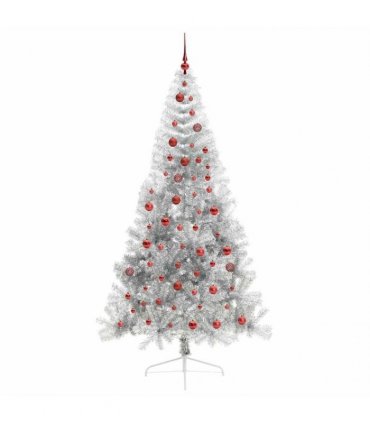vidaXL Artificial Pre-lit Christmas Tree Silver 210 cm PET