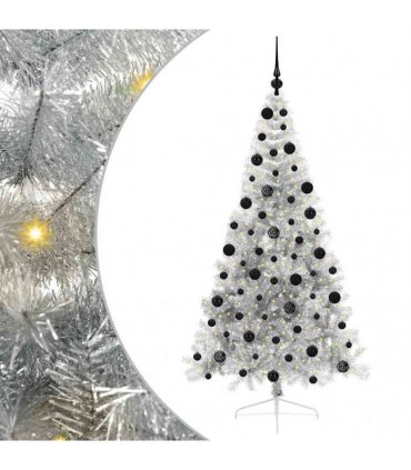 vidaXL Artificial Pre-lit Christmas Tree Silver 210 cm PET