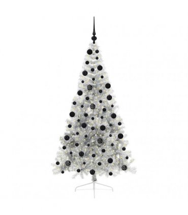 vidaXL Artificial Pre-lit Christmas Tree Silver 210 cm PET