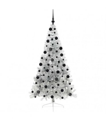 vidaXL Artificial Pre-lit Christmas Tree Silver 210 cm PET