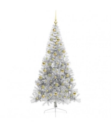vidaXL Artificial Pre-lit Christmas Tree Silver 210 cm PET