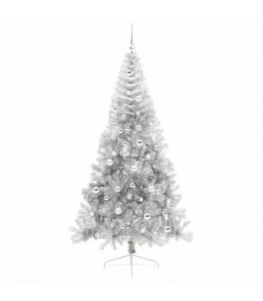 vidaXL Artificial Pre-lit Christmas Tree Silver 210 cm PET