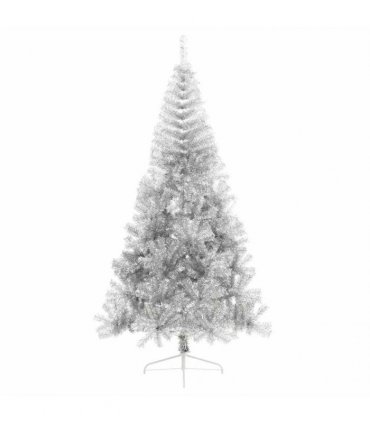 vidaXL Artificial Pre-lit Christmas Tree Silver 210 cm PET
