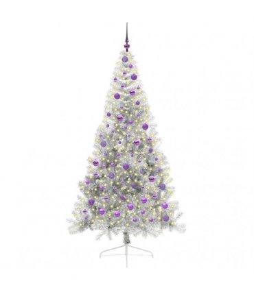 vidaXL Artificial Pre-lit Christmas Tree Silver 210 cm PET