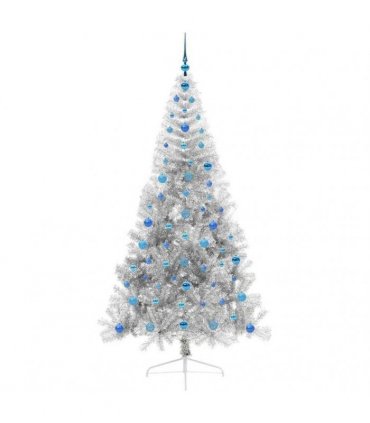 vidaXL Artificial Pre-lit Christmas Tree Silver 210 cm PET