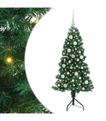 vidaXL Corner Artificial Christmas Tree Green 120 cm PVC and Metal