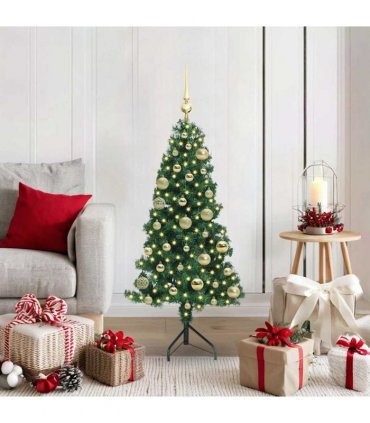 vidaXL Corner Artificial Christmas Tree Green 120 cm PVC and Metal