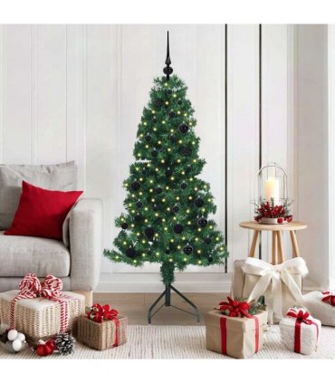 vidaXL Corner Artificial Christmas Tree Green 150 cm PVC and Metal