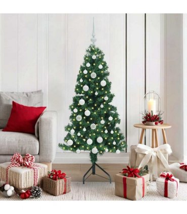 vidaXL Corner Artificial Christmas Tree Green 150 cm PVC and Metal