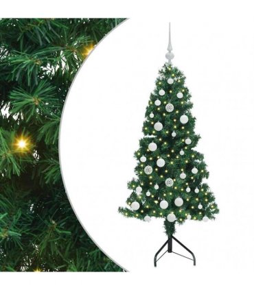 vidaXL Corner Artificial Christmas Tree Green 150 cm PVC and Metal