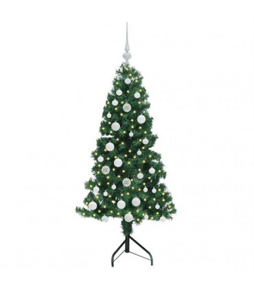 vidaXL Corner Artificial Christmas Tree Green 150 cm PVC and Metal