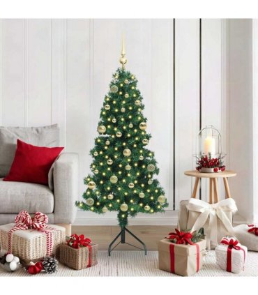 vidaXL Corner Artificial Christmas Tree Green 150 cm PVC and Metal
