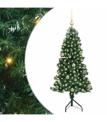 vidaXL Corner Artificial Christmas Tree Green 150 cm PVC and Metal