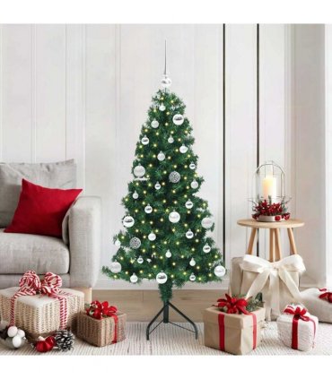 vidaXL Corner Artificial Christmas Tree Green 150 cm PVC and Metal
