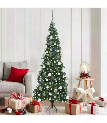 vidaXL Corner Artificial Christmas Tree Green 180 cm PVC and Metal
