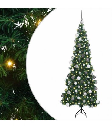 vidaXL Corner Artificial Christmas Tree Green 180 cm PVC and Metal