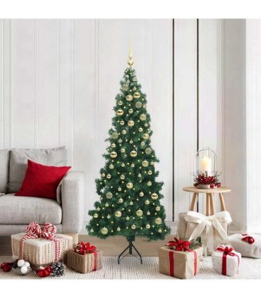 vidaXL Corner Artificial Christmas Tree Green 180 cm PVC and Metal