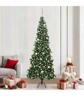 vidaXL Corner Artificial Christmas Tree Green 210 cm PVC and Metal