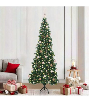 vidaXL Corner Artificial Christmas Tree Green 210 cm PVC and Metal