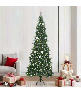 vidaXL Corner Artificial Christmas Tree Green 210 cm PVC and Metal