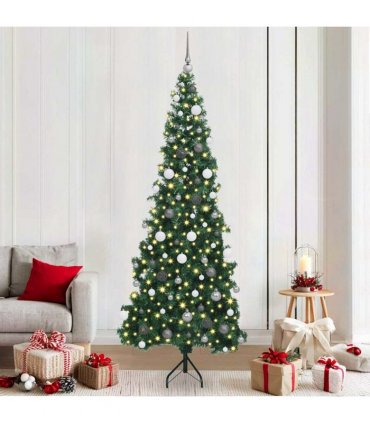 vidaXL Corner Artificial Christmas Tree Green 210 cm PVC and Metal