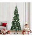 vidaXL Corner Artificial Christmas Tree Green 210 cm PVC and Metal