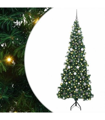 vidaXL Corner Artificial Christmas Tree Green 210 cm PVC and Metal