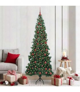 vidaXL Corner Artificial Christmas Tree Green 210 cm PVC and Metal