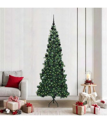 vidaXL Corner Artificial Christmas Tree Green 210 cm PVC and Metal